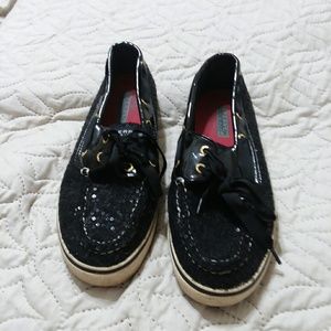 Sperry Classic Black Sequins Shoes Size Wo's 9M